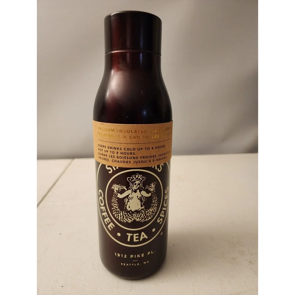 Starbucks Brown Original Logo Pike Place Stainless Water Bottle 20oz First Store